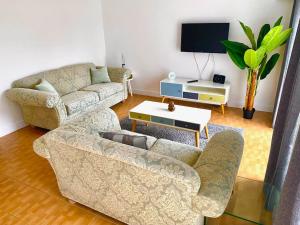 sala de estar con 2 sofás y TV en Maple House a spacious 2 Bedroom House en Barnstaple