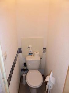 a small bathroom with a white toilet in a room at Résidence L'enclave - Studio pour 4 Personnes 53 in Les Contamines-Montjoie