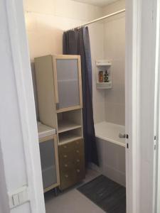 a small bathroom with a sink and a shower at Cosy large appartement 20 minutes downtown Paris in Villejuif