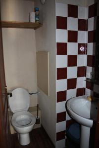 a small bathroom with a toilet and a sink at Les Chalets Valoria - 3 Pièces pour 6 Personnes 24 in Valloire