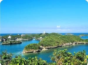 an island in the ocean with blue water at 148 Guesthouse and Resort in Alaminos