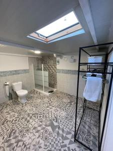聖塔菲的住宿－Acogedor Apartamento/Loft en Santa Fe，一间带卫生间和天窗的浴室