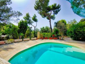 a swimming pool in a yard with trees at Residence Mariposa - Apartments & Rooms in Salve