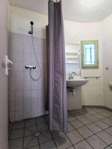 y baño con ducha y lavamanos. en Résidence Ile Des Pecheurs - Maisons & Villas pour 6 Personnes 114, en Port Leucate