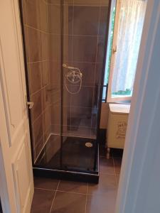 希歐福克的住宿－Kinga，浴室里设有玻璃门淋浴