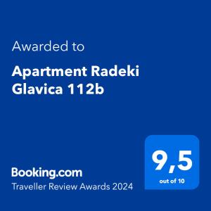 Certyfikat, podpis lub inny dokument wystawiony w obiekcie Apartment Radeki Glavica 112b