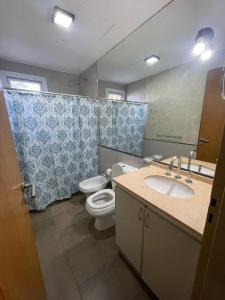 サンフアンにあるDepartamentos Libertadorのバスルーム(トイレ、洗面台、鏡付)