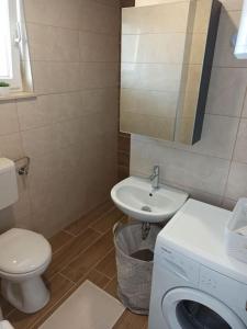 y baño con lavamanos y lavadora. en Apartment IVA, en Čitluk 4 fotos más