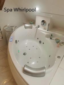 a bath tub in a bathroom with a spa withdrawal at Ferienwohnung in Anni's Ferienhaus 