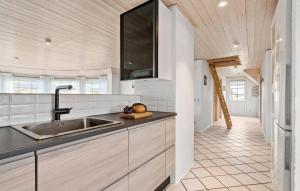 eine Küche mit Spüle und Theke in der Unterkunft 4 Bedroom Amazing Home In Ringkøbing in Nørre Lyngvig + 19 Fotos