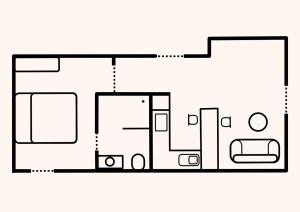 una pianta del pavimento in bianco e nero di una casa di Appartement cosy - Trégastel a Trégastel