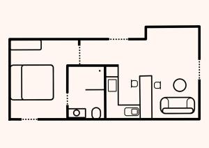 uma planta de piso preto e branco de uma casa em Appartement cosy - Trégastel em Trégastel