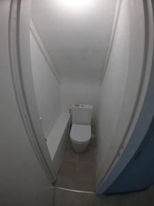 uma casa de banho com WC num quarto branco em 40m² totalement rénovés belle vue dégagée (001) em Villeneuve-Saint-Georges
