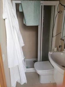 ein Bad mit einem WC und einem Waschbecken in der Unterkunft casa la salud in Málaga