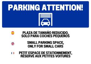 a sign for a parking area with a small parking space only for small cars at Apartamento Romántico & Céntrico En Encamp - 4pax in Encamp