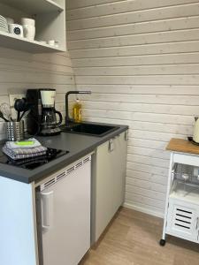 a kitchen with a sink and a counter top at Tiny Igloo Arwen in Belau