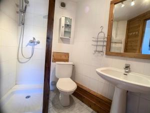 a bathroom with a toilet and a sink and a shower at Résidence Curling A2 - Studio pour 3 Personnes 064 in Tignes