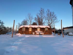 Püchau的住宿－Igluhut Molendini，雪中的小木屋
