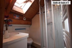a bathroom with a shower with a sink and a toilet at Chalet Du Regain - Chalet 4 pièces 8 personnes 3 exposé Sud-Ouest MAE-8244 in Valloire +7 photos