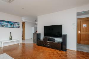 Μια τηλεόραση ή/και κέντρο ψυχαγωγίας στο ROY 2 bdr Apartment with Prague Castle View, Parking & AC