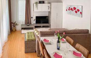 ein Wohnzimmer mit einem Tisch und einem Sofa in der Unterkunft 2 Bedroom Beautiful Apartment In Petrcane in Petrcane