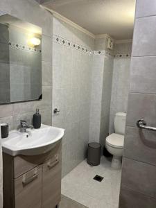 a bathroom with a sink and a toilet at Letty's cozy flat apartment in Perea +6 photos
