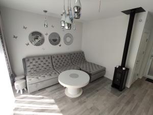 a living room with a couch and a table at Villa Butterfly in Palanga +32 photos