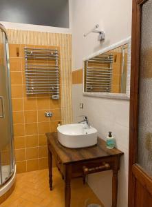 a bathroom with a sink and a mirror at Casa Bella 'Mbriana in Rio Marina