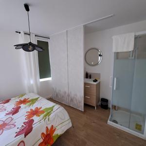 Łóżko lub łóżka w pokoju w obiekcie Appartement de charme Rouen