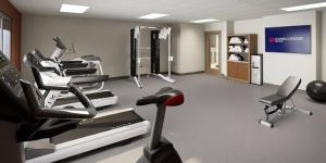 a gym with a bunch of exercise equipment in a room at Candlewood Suites Sugarland Stafford in Houston