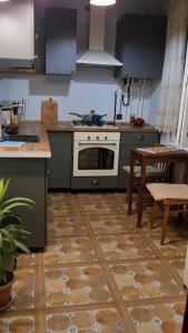 a kitchen with a stove and a table in it at Hooni_guesthouse in Odzun