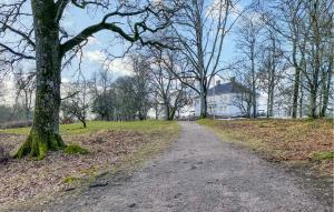 a dirt road next to a tree and a house at Lovely Home In Lnghem With Kitchen in Länghem
