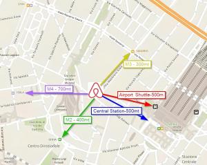 una mappa del sistema di navetta aeroportuale di OurJoy Condo, free parking, AC, strong WiFi - M Gioia47, Central Station, Porta Nuova, Milan a Milano