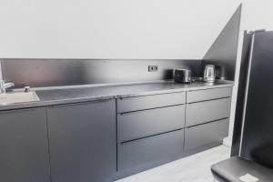 a kitchen with a counter top and a sink at Luxury 4 Bedroom Apartment/Therme Erding/Parking in Erding