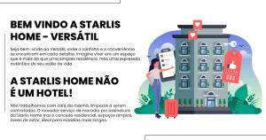a woman is standing in front of a house with a phone at Starlis Home - Versátil in Cuiabá