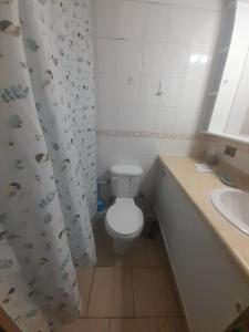 a small bathroom with a toilet and a sink at Departamento vallenar in Vallenar