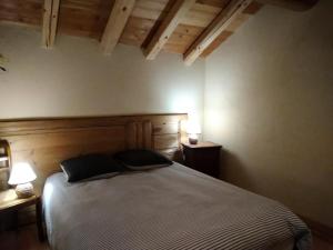 a bedroom with a bed with two night stands and two lamps at Résidence La Grange Des Flocons - Chalets pour 12 Personnes 894 in Valloire
