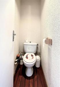 een badkamer met een toilet en een houten vloer bij Résidence Orion - STUDIO CABINE 4/5 PERSONNES VUE PISTES MAE-7504 in Villarembert +14 foto's