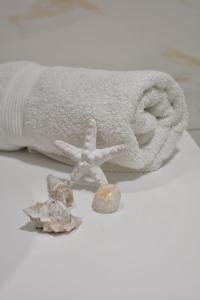 un asciugamano e delle rocce vicino ad un asciugamano di Apartmani Bire a Lumbarda (Lombarda)