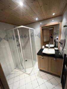 a bathroom with a shower and a sink at Résidence L'oree Des Neiges - 4 Pièces pour 6 Personnes 711 in Peisey-Nancroix