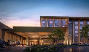 a rendering of a building with people walking in front of it at Spokane Tribe Resort and Casino in Airway Heights