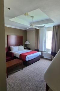 une chambre d'hôtel avec un lit et une fenêtre dans l'établissement SAMIR Stay at NW Expressway, à Oklahoma City
