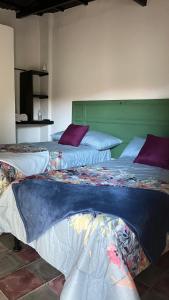 two beds sitting next to each other in a room at Donde Polo Hostal in Suchitoto