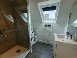 昂熱的住宿－Le Cactus - Gare，带淋浴、卫生间和盥洗盆的浴室