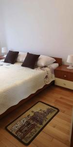 a bedroom with a bed and a rug on the floor at Apartment in Maslenica 6886 in Maslenica