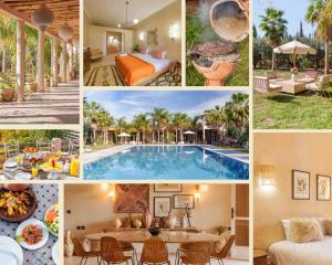 a collage of photos of a resort with a pool at The Gardener's House, Petit déjeuner inclus in Marrakesh
