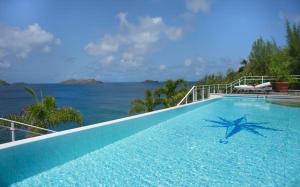 a swimming pool with a view of the ocean at Luxury Vacation Villa 16 in Pointe Milou