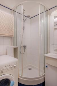 ein Bad mit einer Dusche und einer Waschmaschine in der Unterkunft Paris Beaugrenelle Residence in Paris