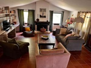 a living room with couches and a fireplace at Holiday Home Serrari in Eremo