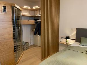 Postel nebo postele na pokoji v ubytování Ferienwohnung Dünensegler